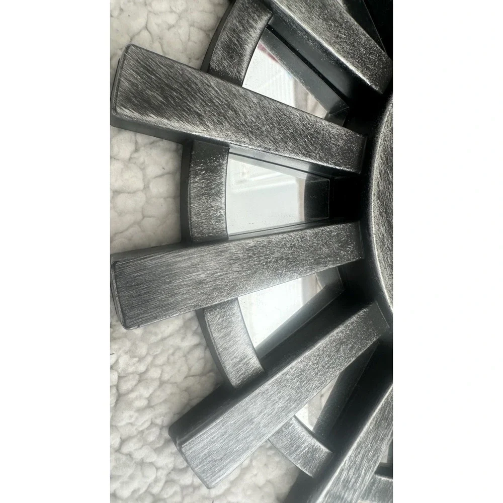 Set Of 3 Sunburst Framed Accent Wall Mirrors Brushed Silver & Black Decor Mirror